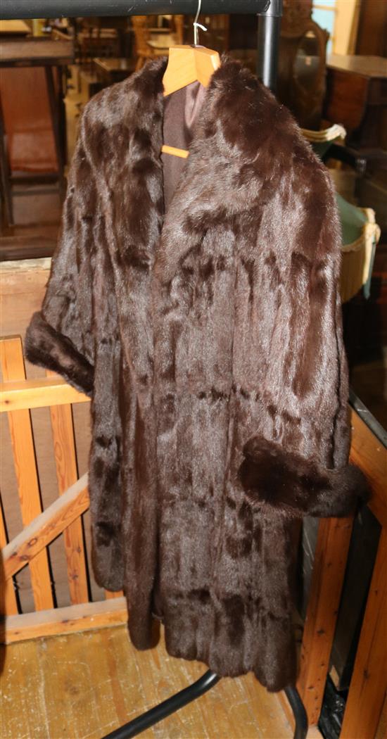 Brown full length mink coat